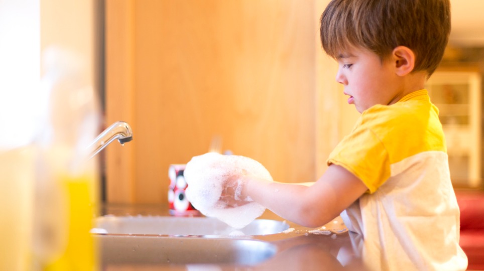 Kid doing chores