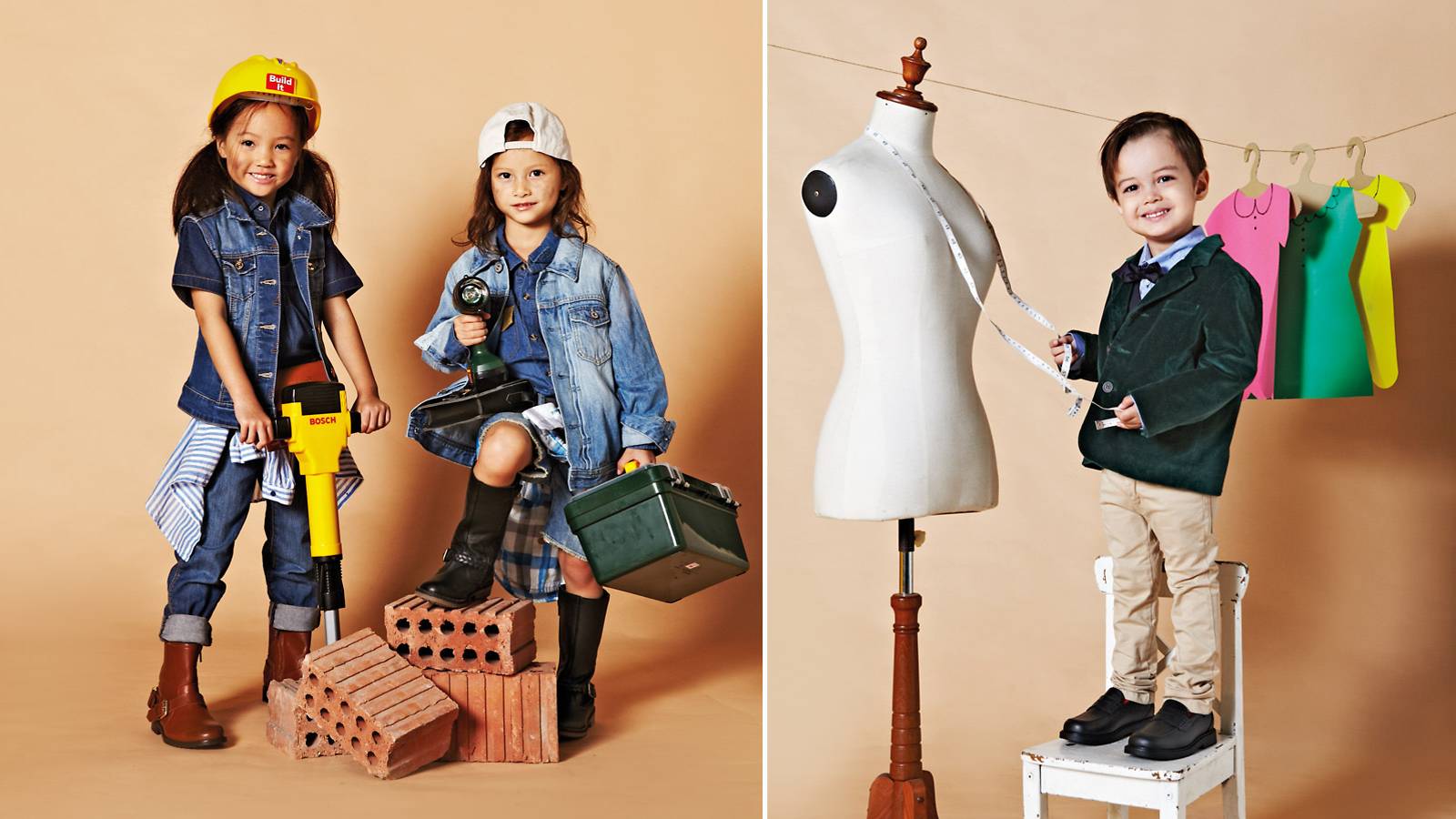 Models Meryl Zhou, 5, Keira Marie Mackendrick, 5 & Enzo Baudez, 4.