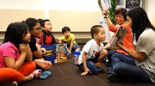 Enthusiastic young readers at the launch of The Little Singapore Book.