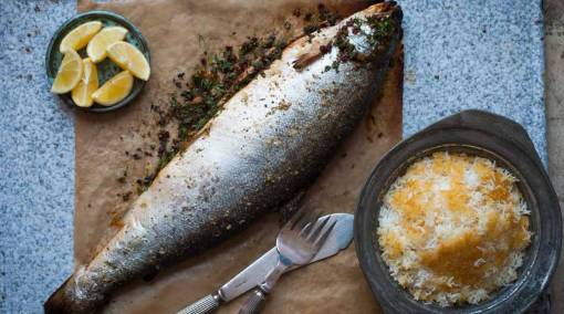 Salmon with Herby Butter and Barberries