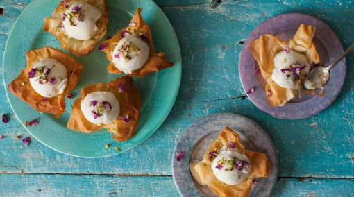 Wild Orchid Ice Cream in Filo Cups